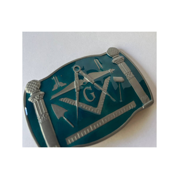 Mason Aqua Blue Epoxy Belt Buckle - Picture 12 of 13